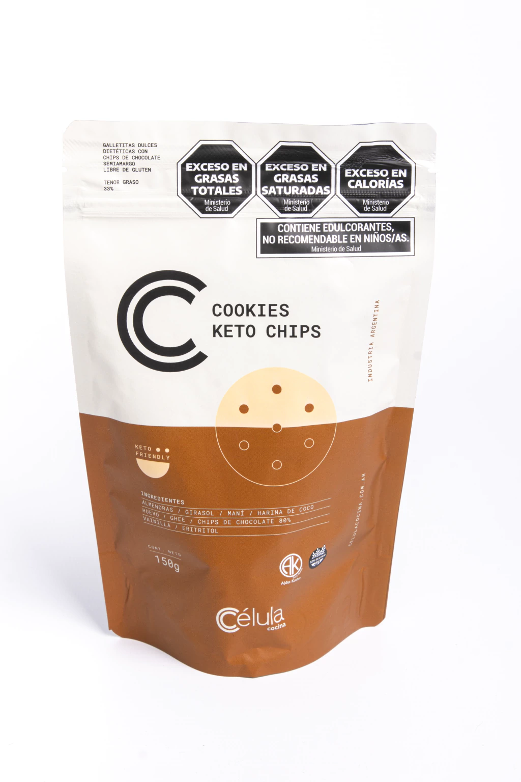 Cookies keto chips sin azúcar x 150 gr.